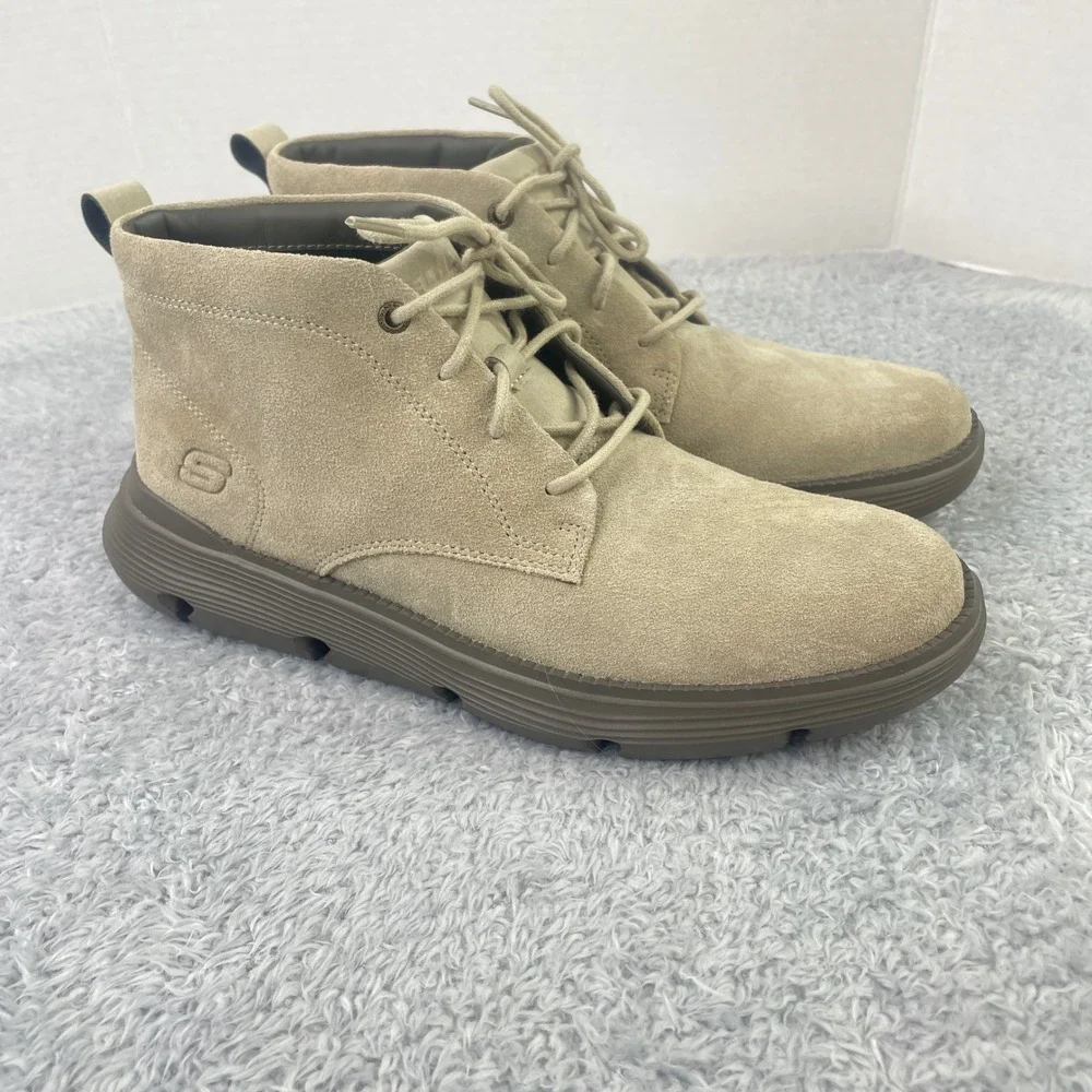 Skechers Chukka Boots Mens 11 Sand Suede Leather Classic Fit Goga Mat 204903
